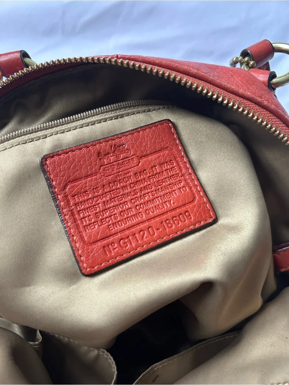 Coach Red Pebbled Leather Satchel with Gold Hardware